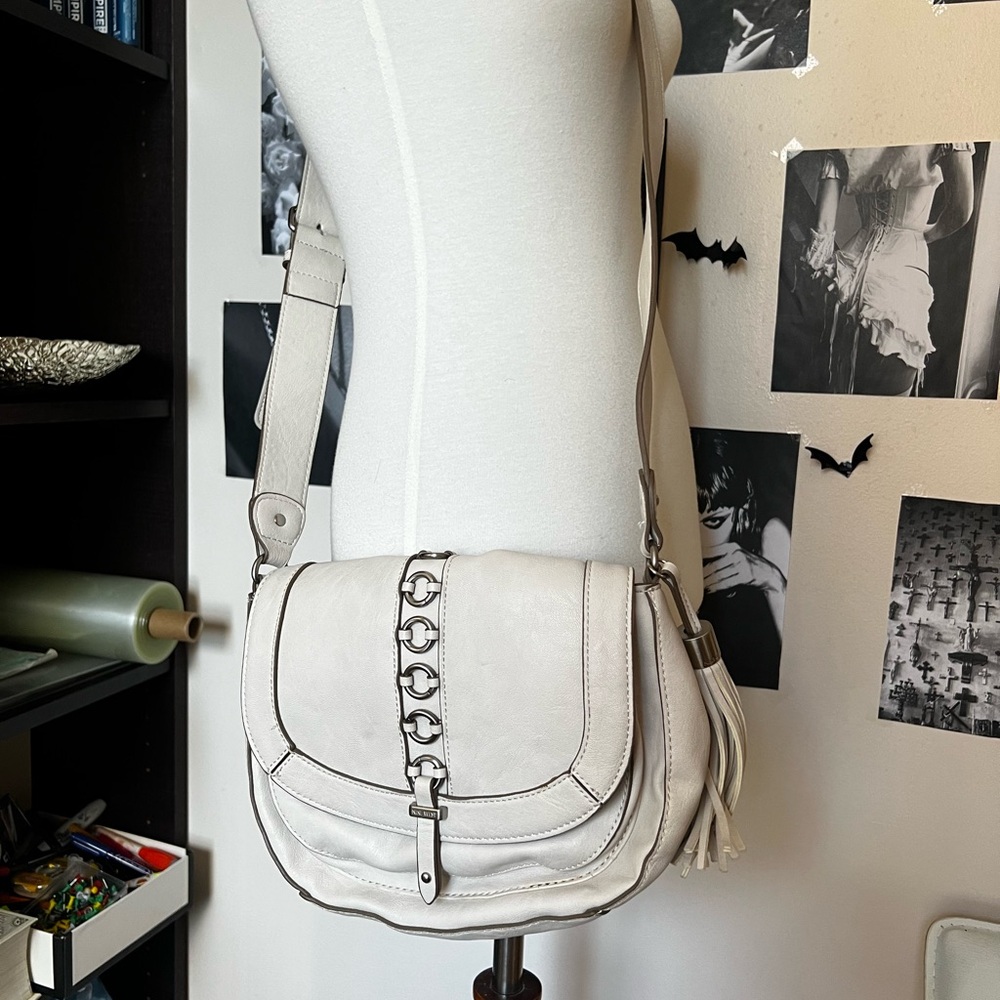 Nine West White Crossbody Bag with Corset Detailing